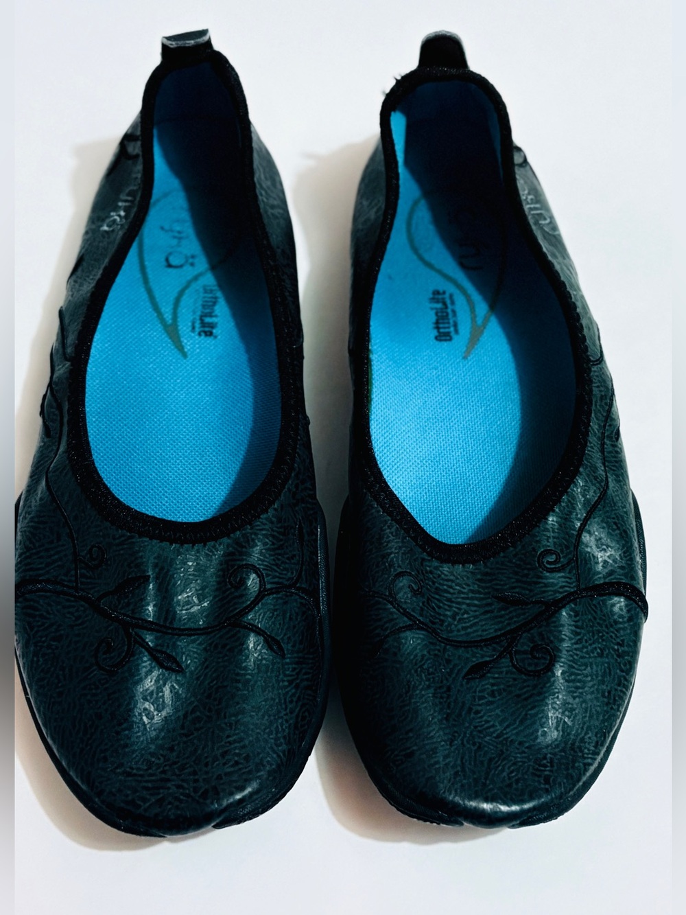 Ryka Black Ballet Flats with Blue Insoles